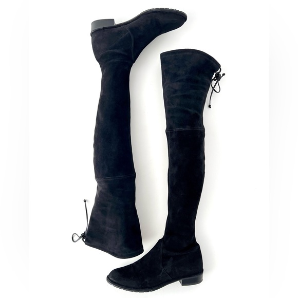 STUART WEITZMAN || Black Leather Suede Tall Over the Knee Lowland Boots Size 7 - Picture 3 of 15